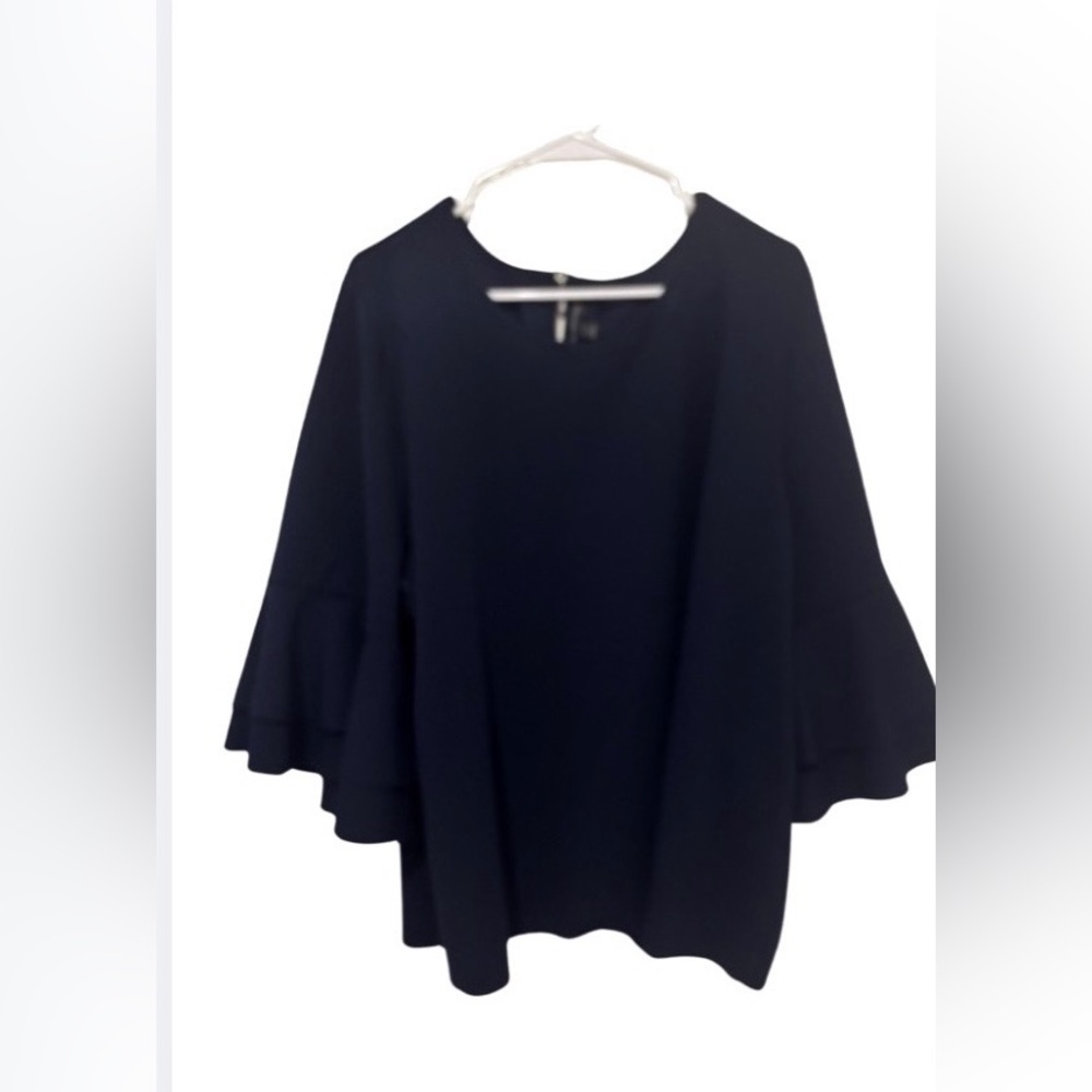 Lane Bryant Plus Size Navy Ruffle Sleeve Swing Top 22/24